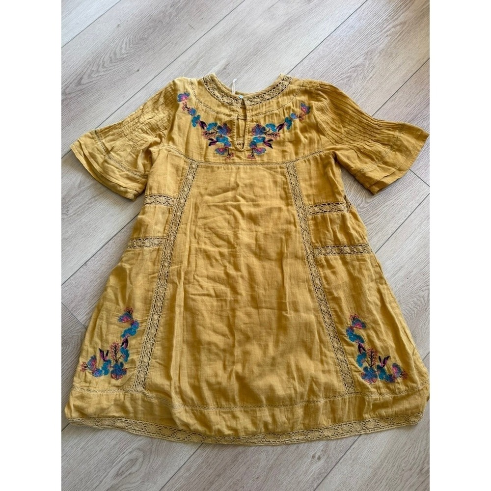 Free People Perfectly Victorian Dress Embroidered Boho Crochet Lace Trim Small - Picture 8 of 9